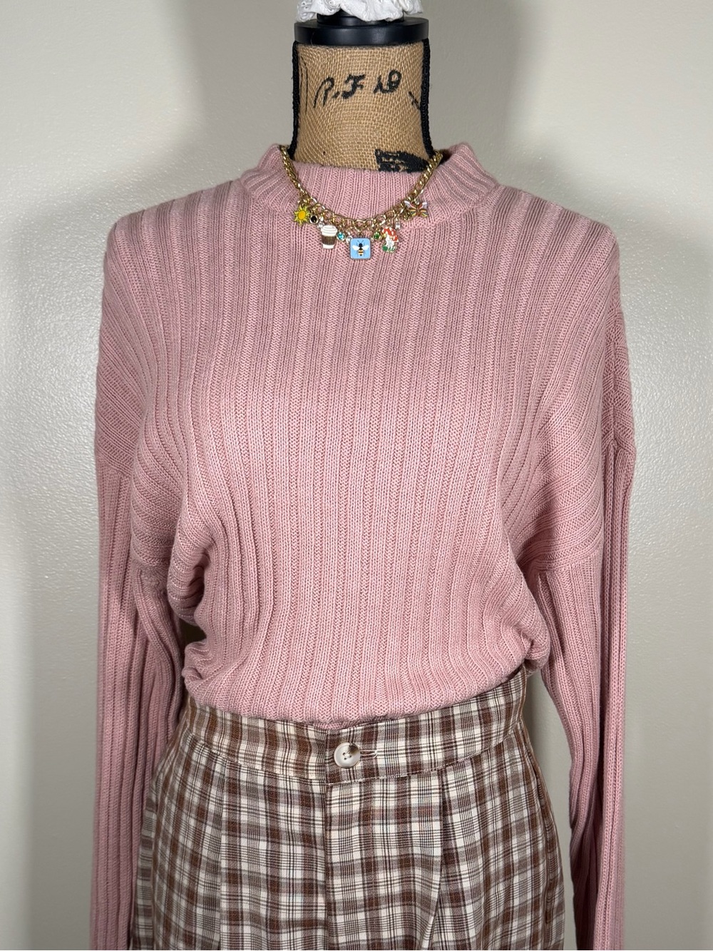 American-eagle Women's Pink Sweater Mock Neck